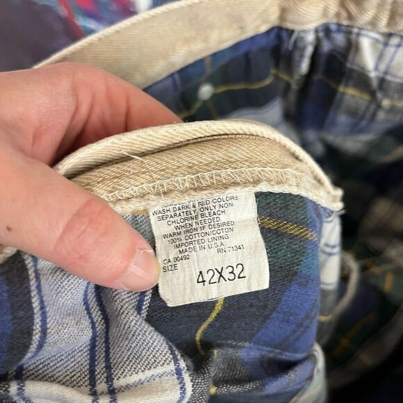Vintage L.L. Bean Flannel Lined  Jeans Mens Size 42X32 Union Made - Picture 7 of 8
